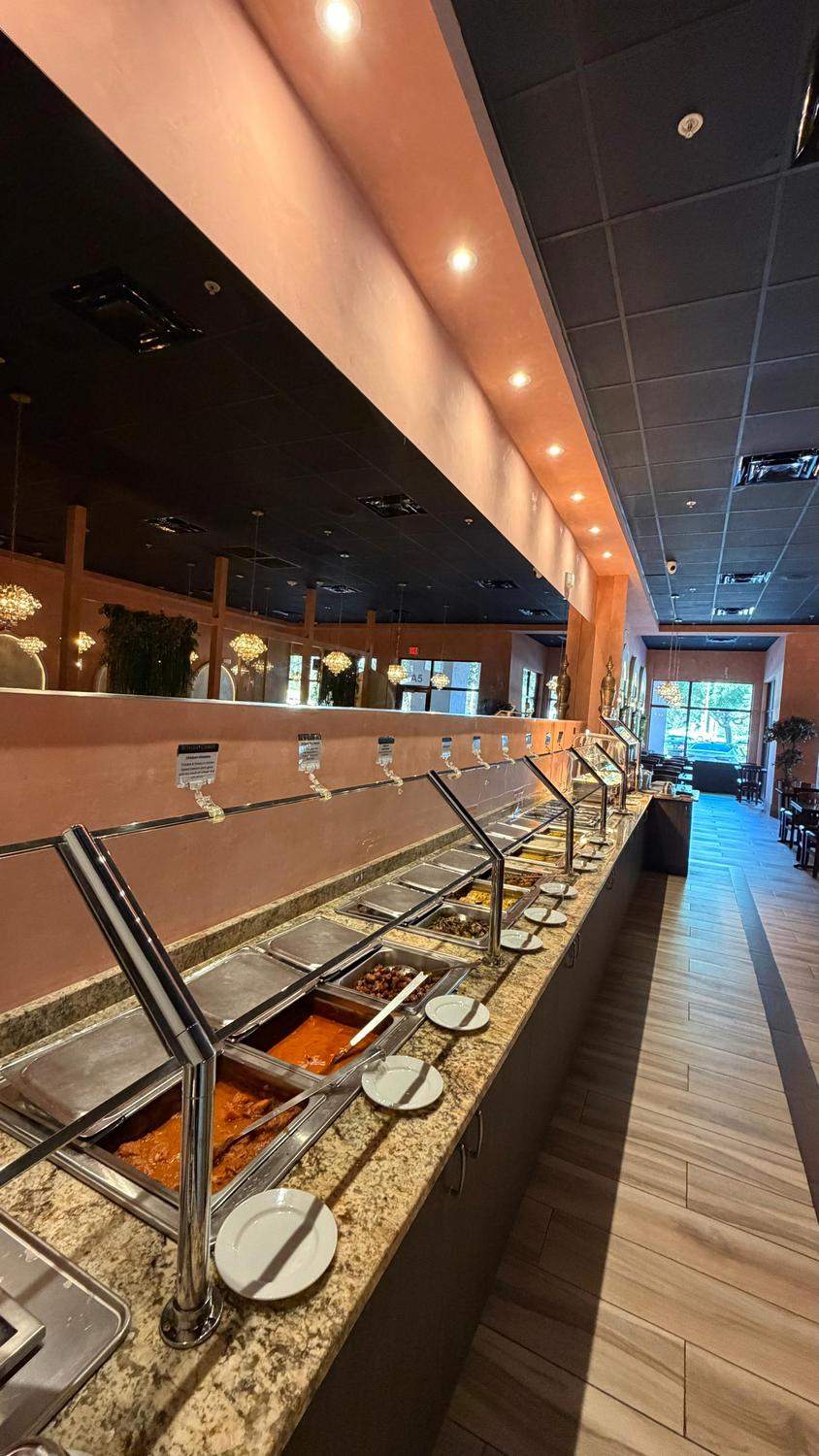 Weekend brunch buffet line at Bombay Grove